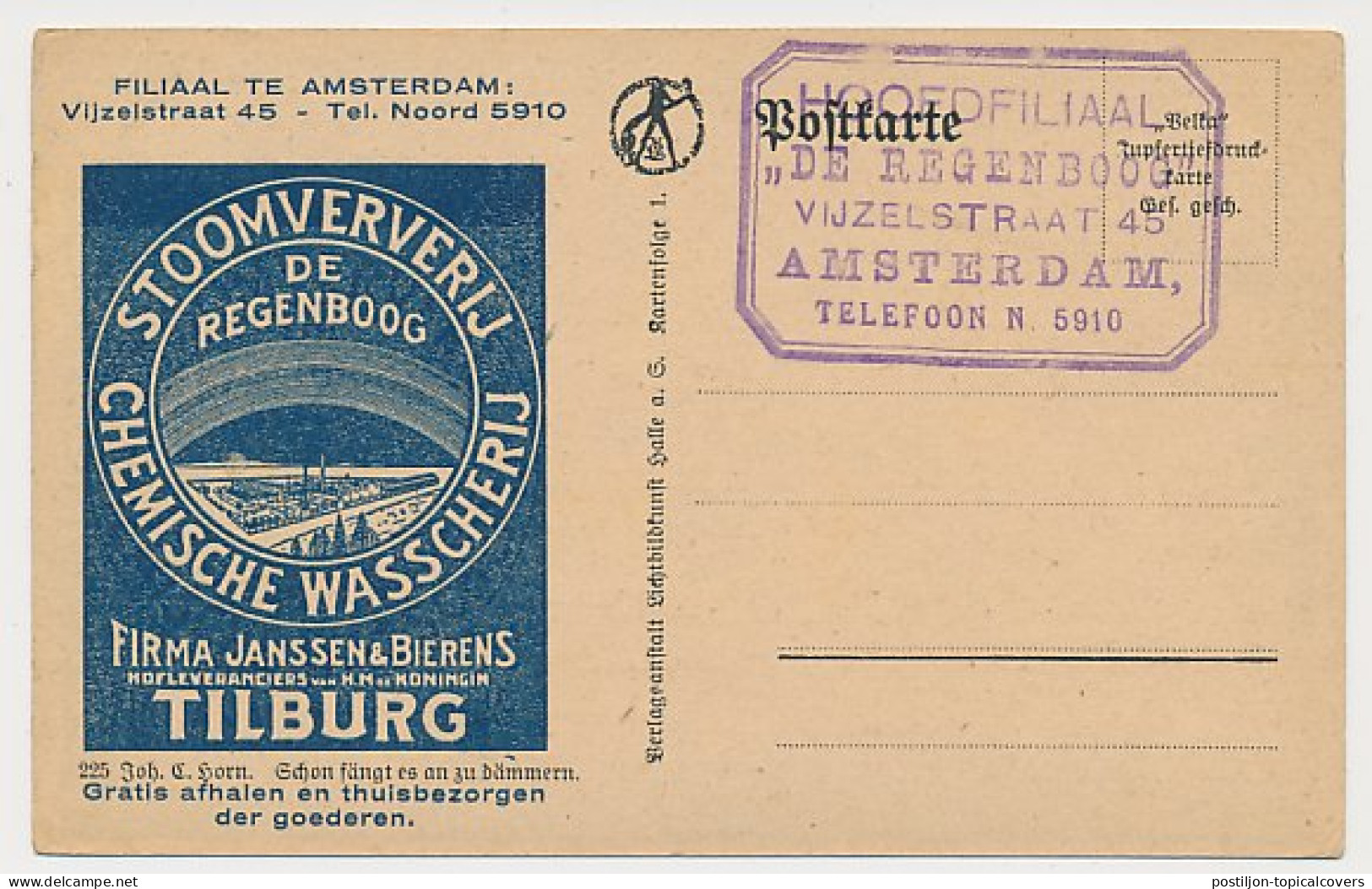 Firma Briefkaart Amsterdam / Tilburg - Stoomververij - Regenboog - Zonder Classificatie