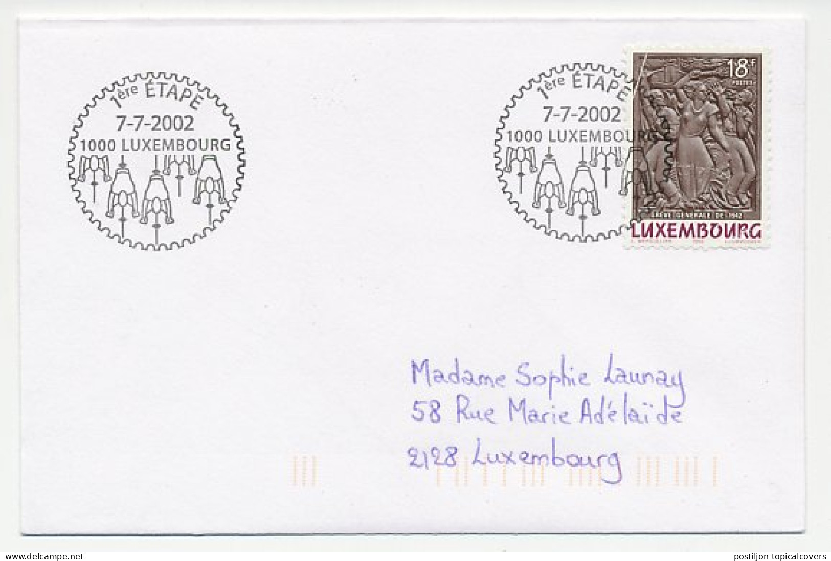 Cover / Postmark Luxembourg 2002 Cycle Race - Tour De France - Sonstige & Ohne Zuordnung