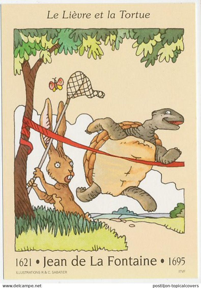 Postal Stationery / Postmark France 1996 Jean De La Fontaine - The Hare And The Tortoise - Märchen, Sagen & Legenden
