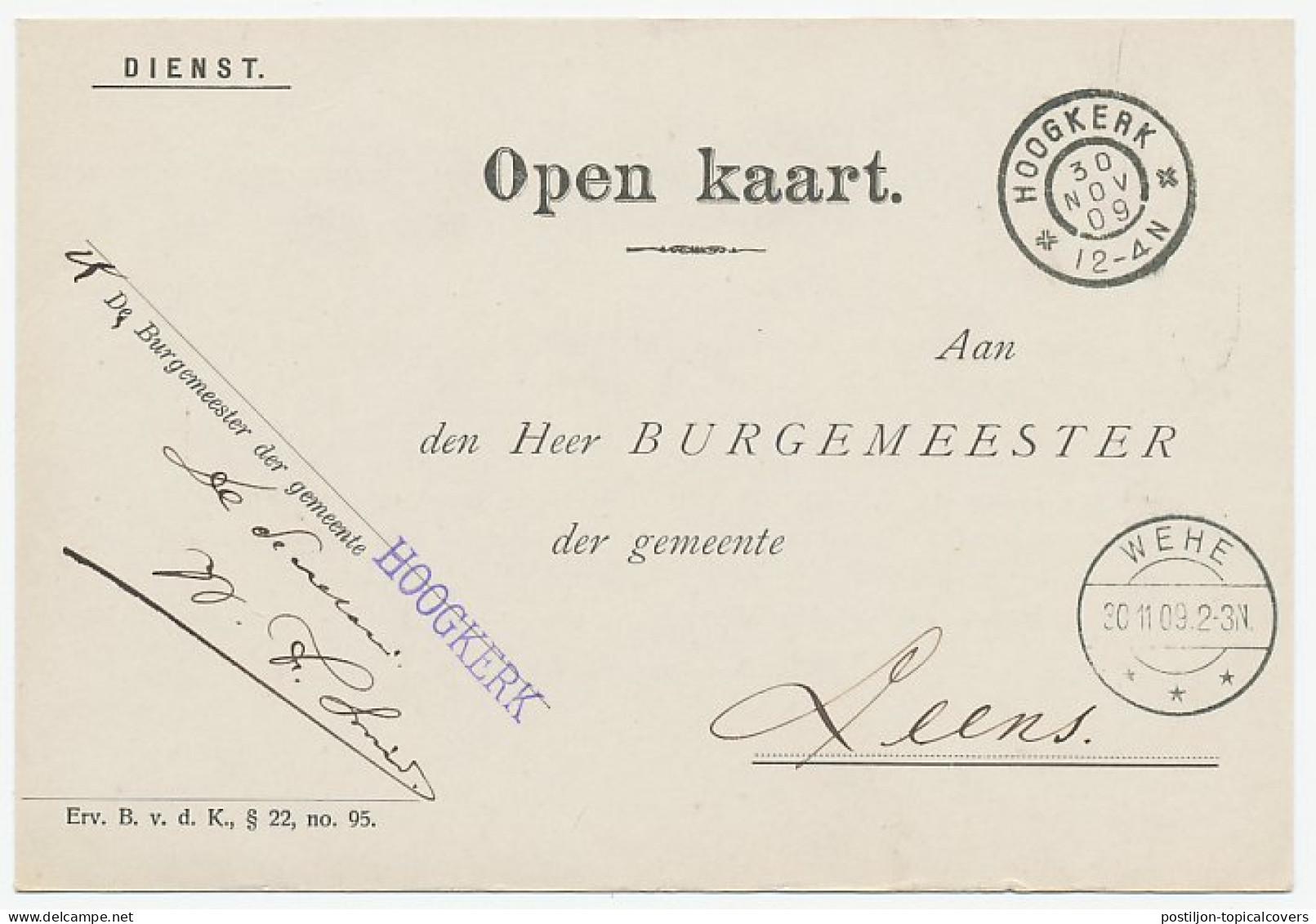 Grootrondstempel Hoogkerk 1909  - Zonder Classificatie