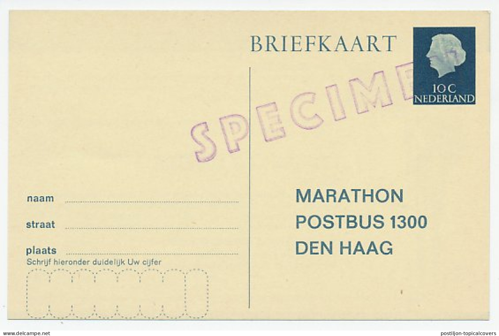 Briefkaart G. P 330 B - SPECIMEN - Postal Stationery
