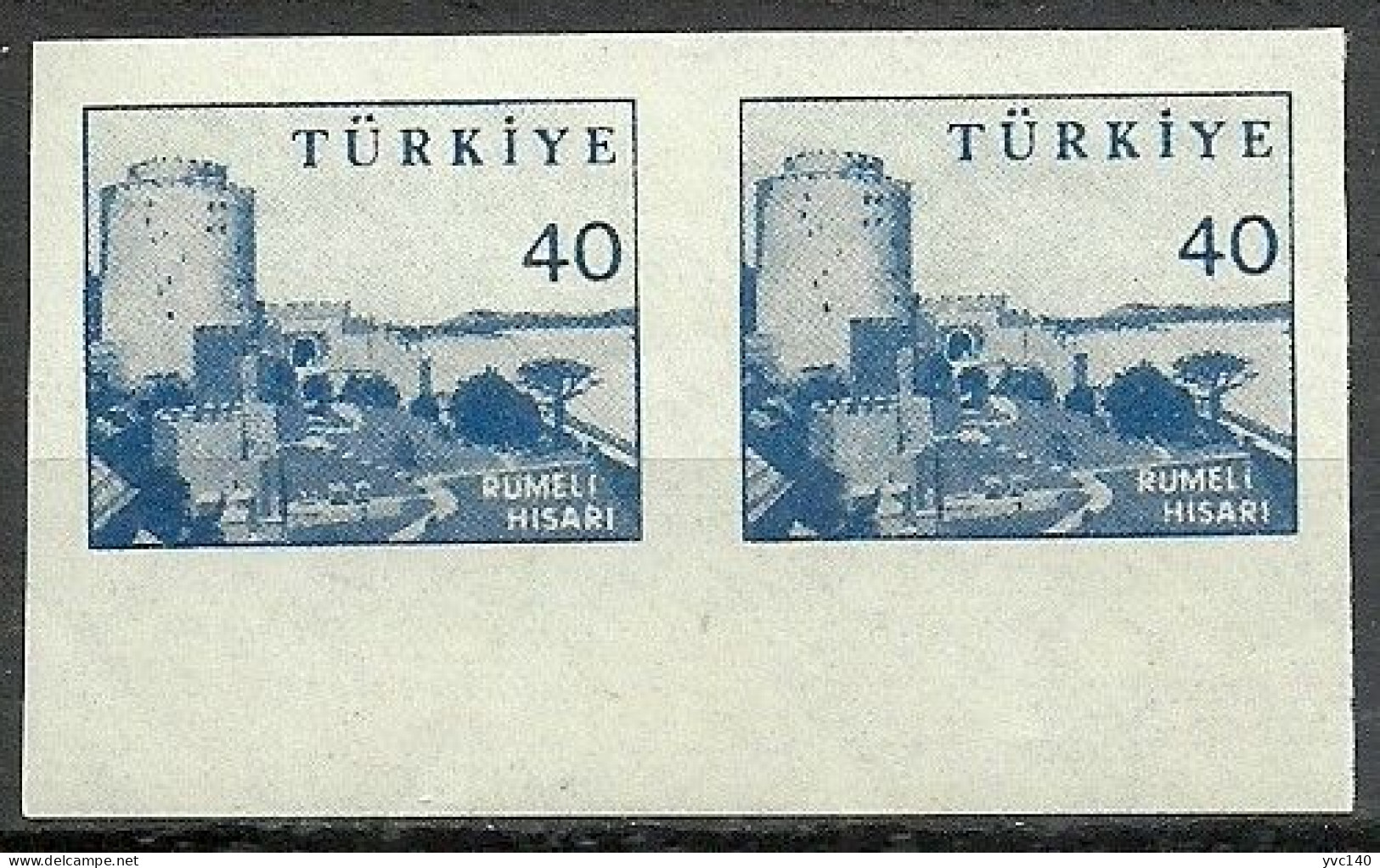 Turkey; 1959 Pictorial Postage Stamp 40 K. ERROR "Imperf. Pair" - Ungebraucht