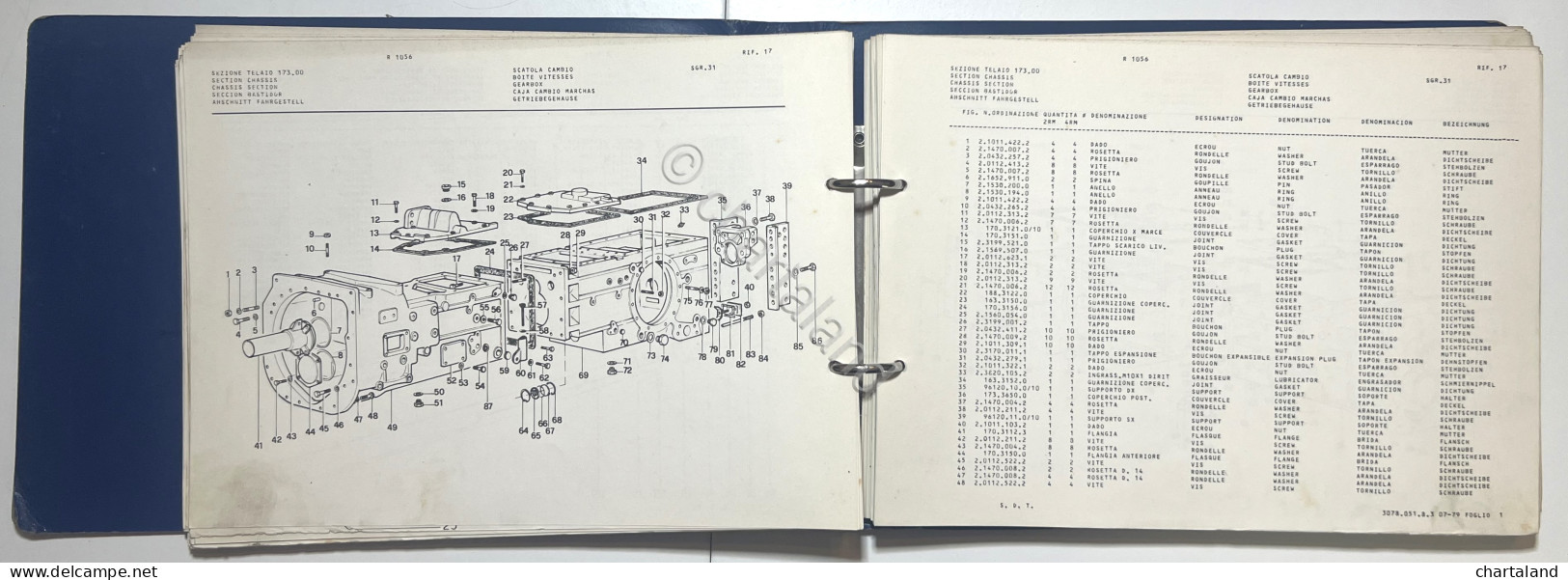 Catalogo Parti Per Ricambio Lamborghini Trattori - R 1056 Potenza Blu - Ed. 1979 - Other & Unclassified