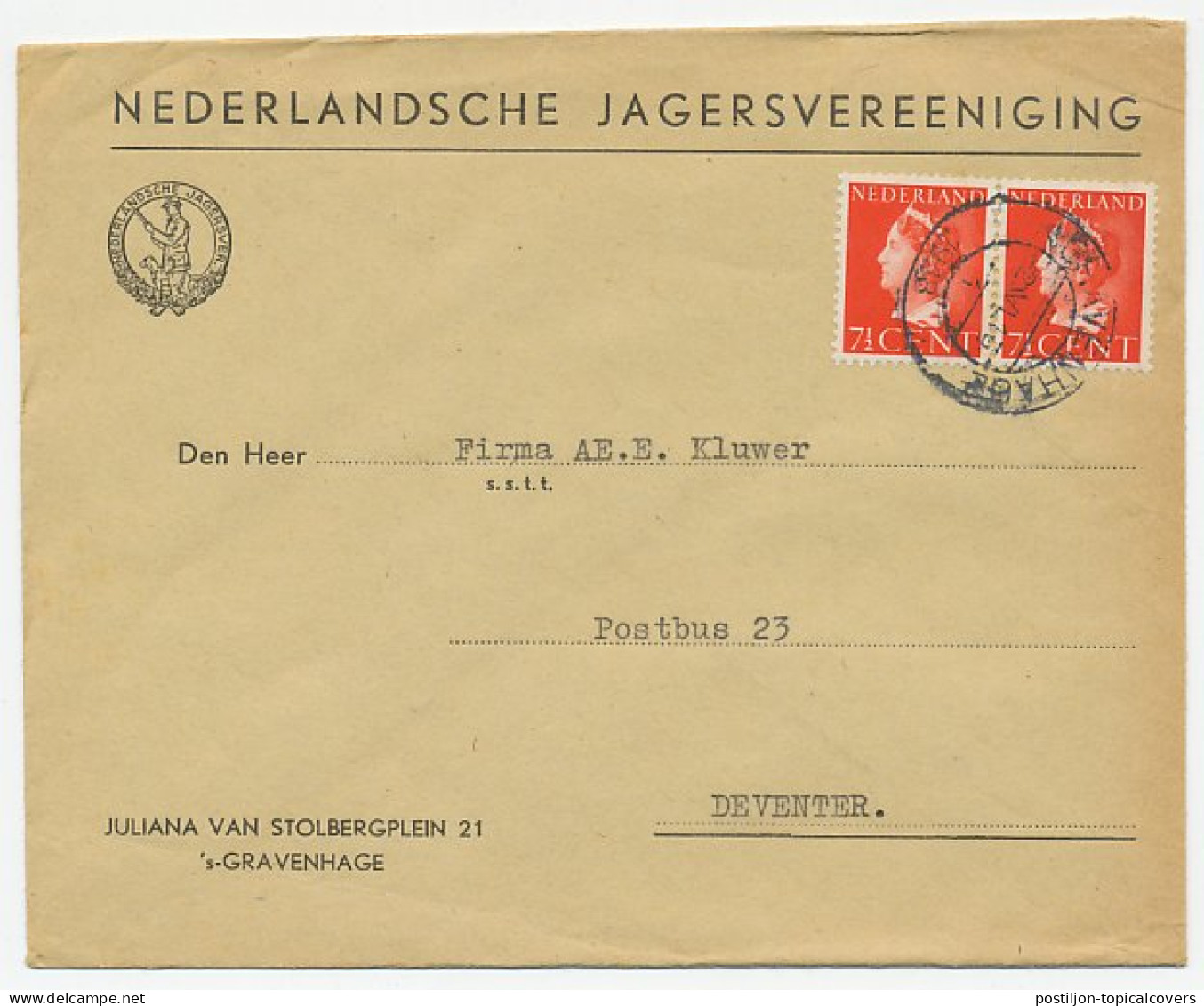 Firma Envelop Den Haag 1948 - Jagersvereniging - Non Classés