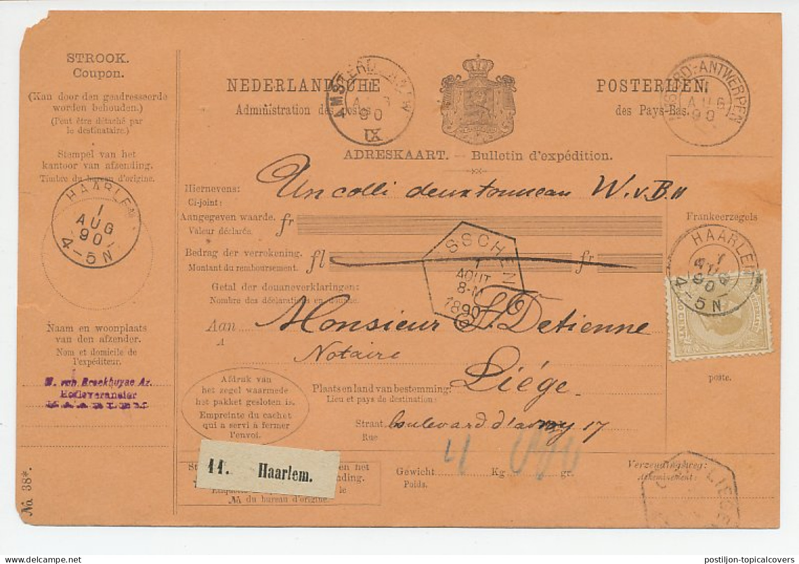 Em. 1872 Pakketkaart Haarlem - Belgie  - Non Classés