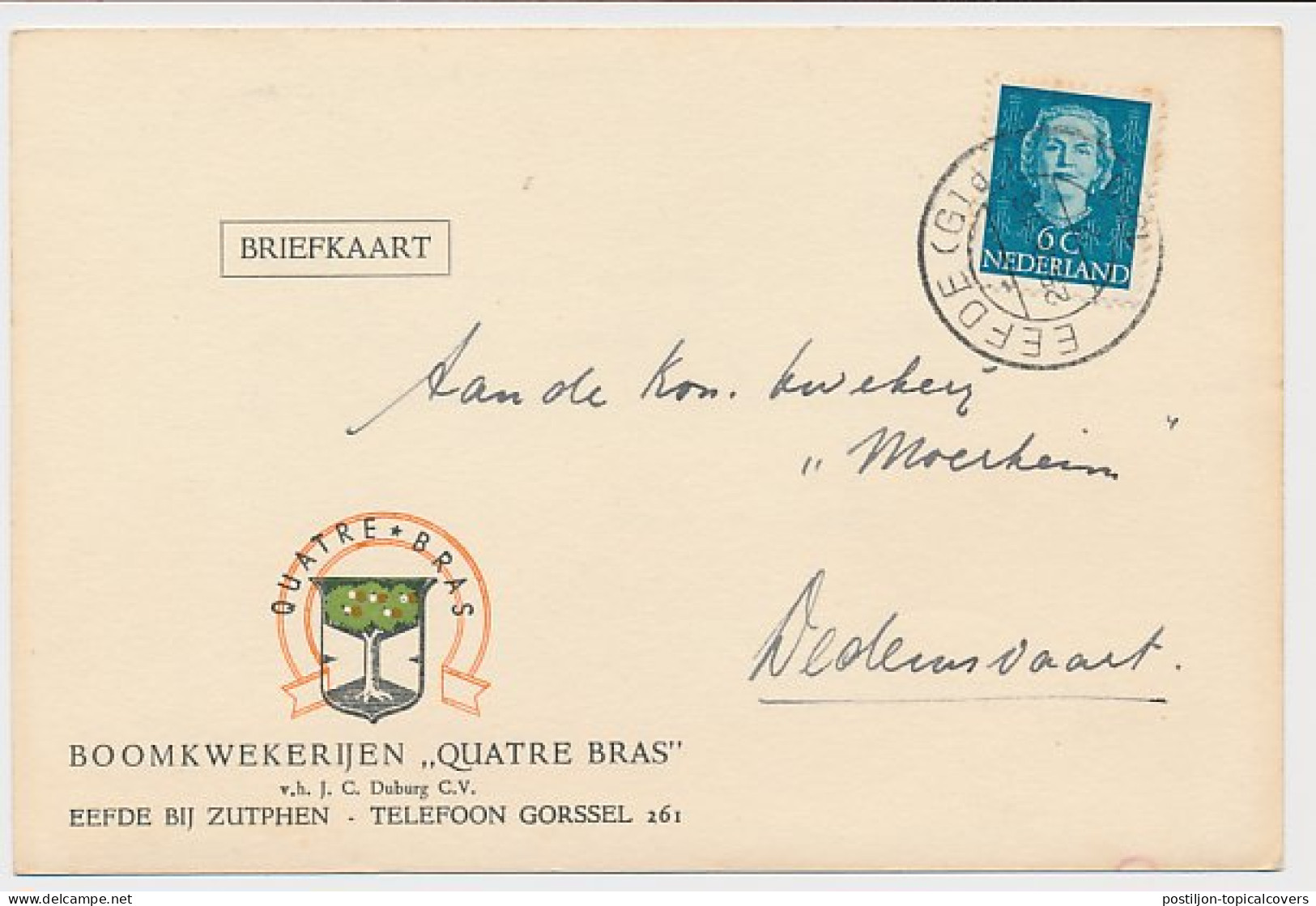 Firma Briefkaart Eefde 1950 - Boomkwekerij - Non Classés
