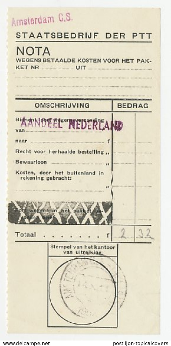 Amsterdam 1952 - Nota - Aandeel Nedrland - Zonder Classificatie