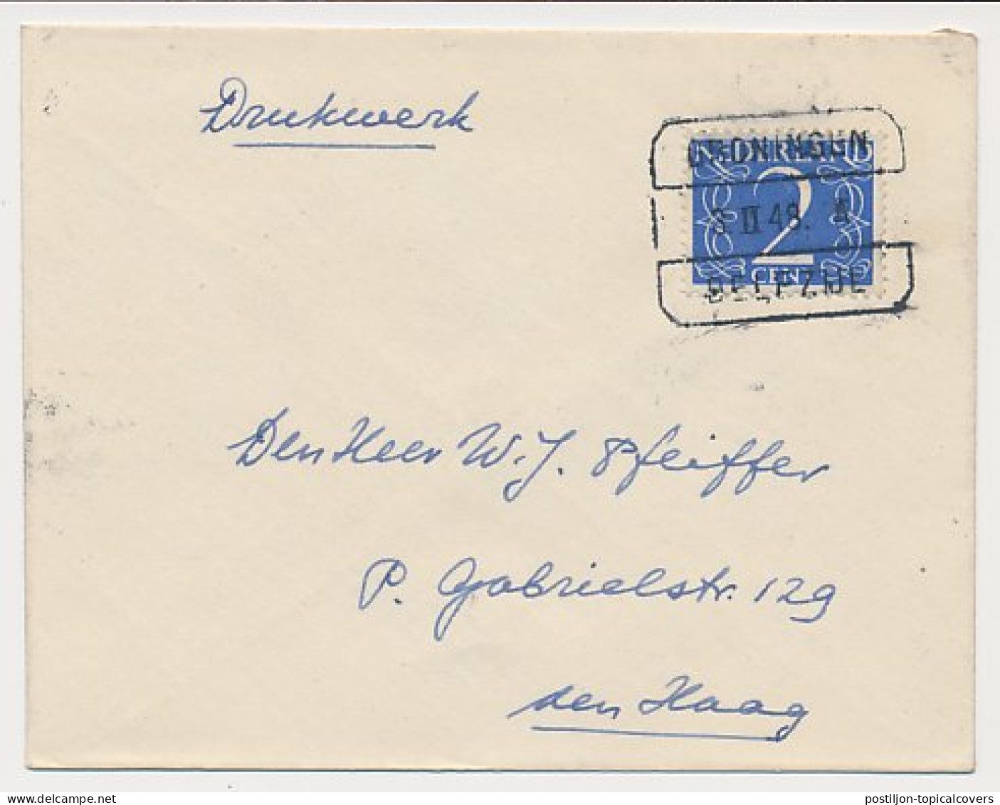 Treinblokstempel : Groningen - Delfzijl A 1948 - Unclassified