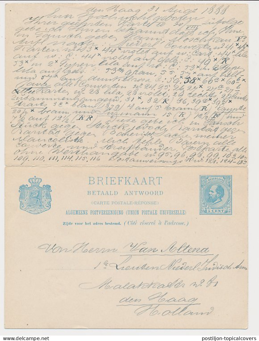 Briefkaart G. 28 S Gravenhage - Regensburg Duitsland 1888 - Ganzsachen