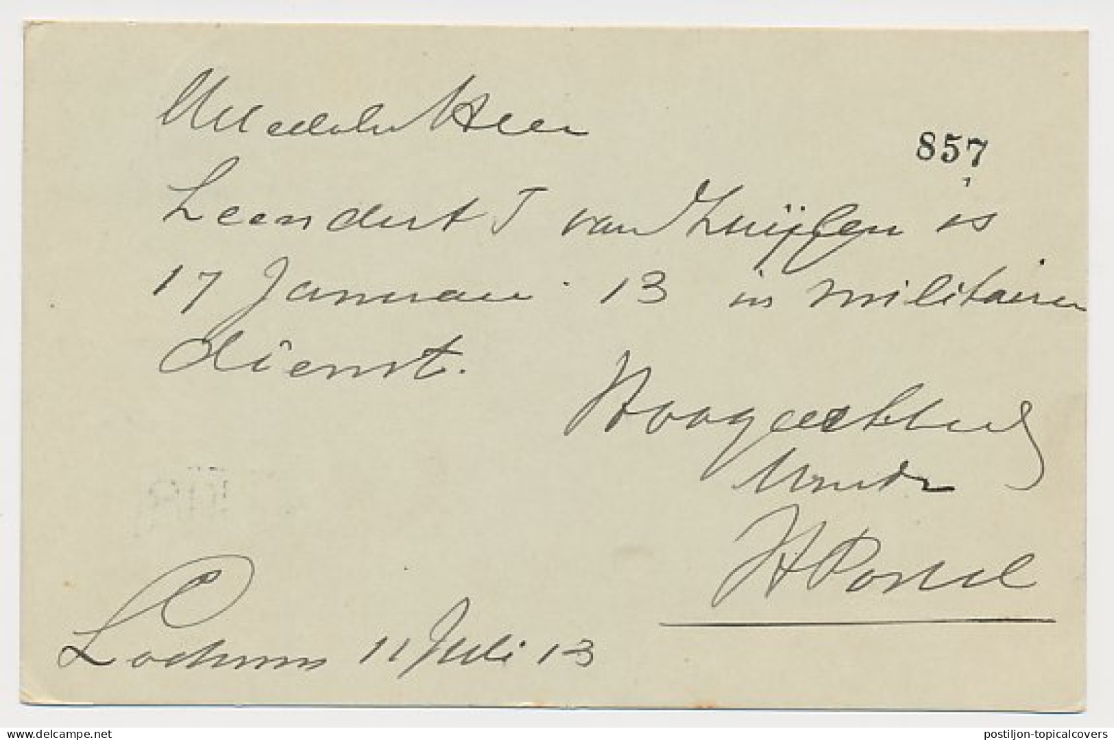 Firma Briefkaart Lochem 1913 - H. Postel - Ohne Zuordnung
