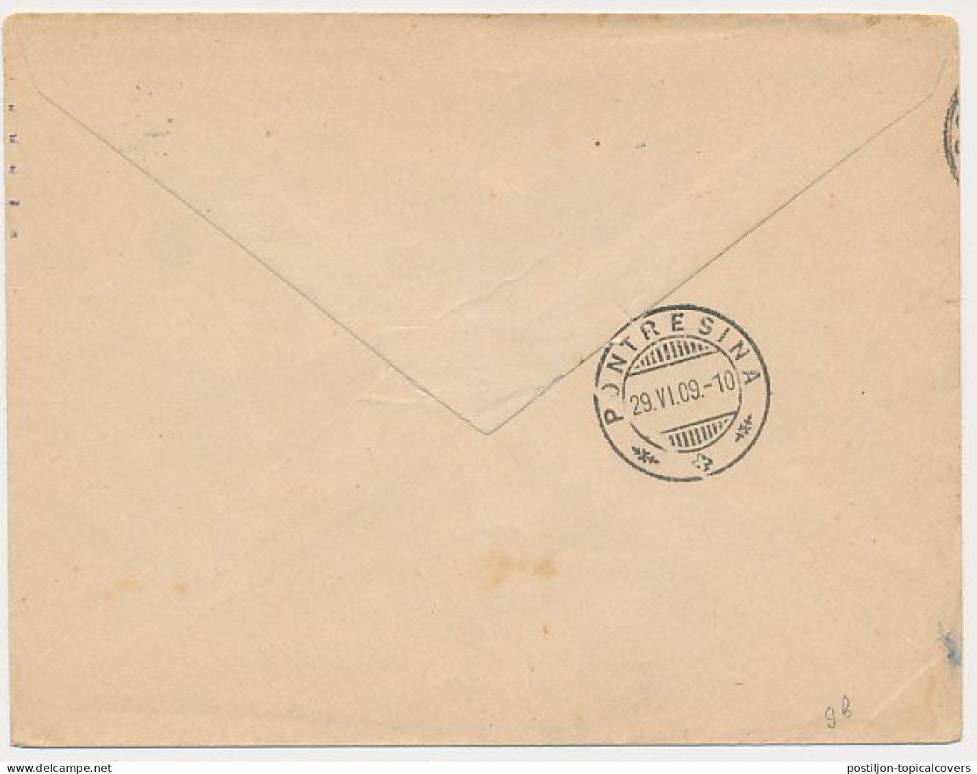 Envelop G. 9 B Den Haag - Zwitserland 1909 - Postwaardestukken