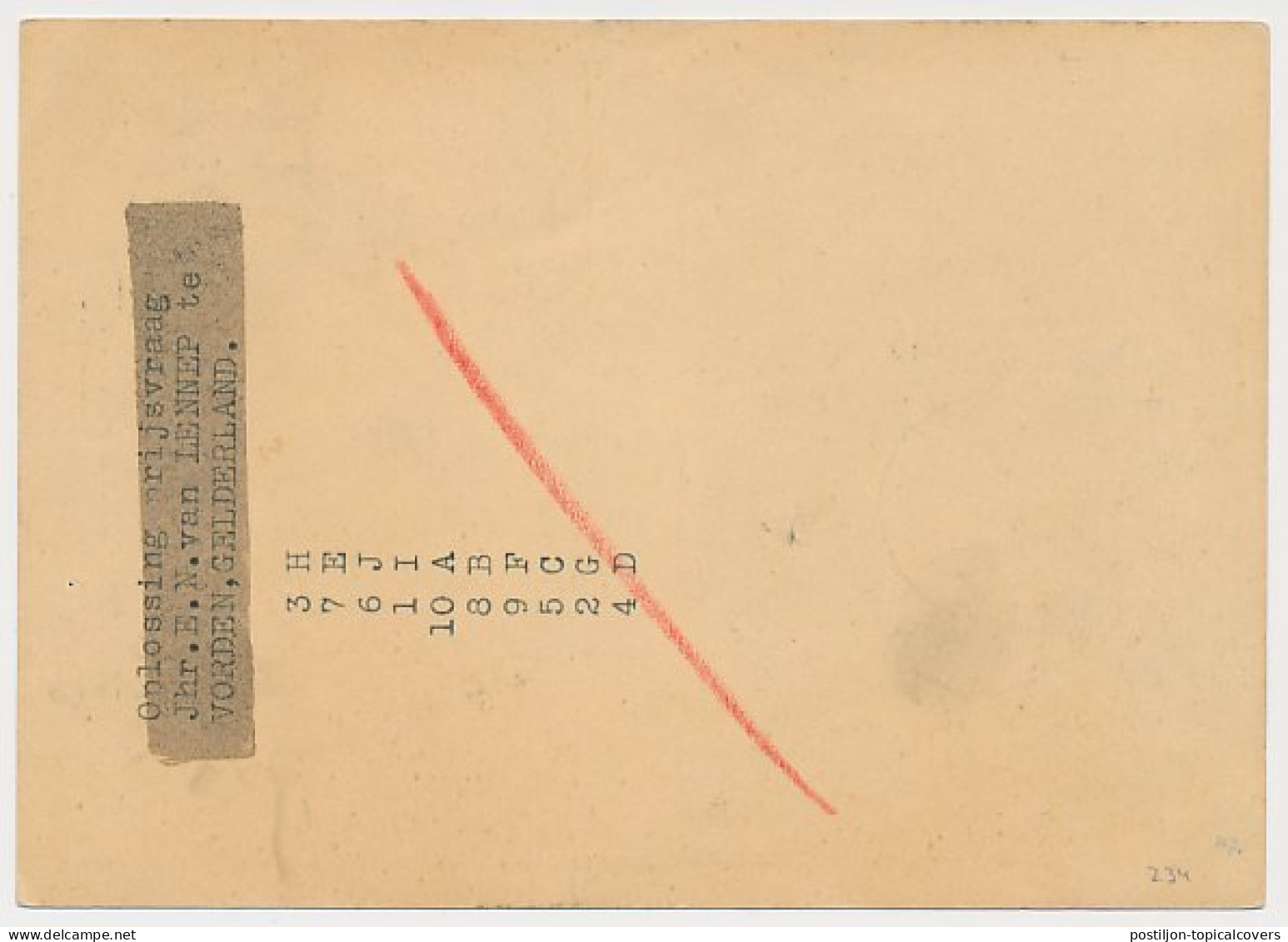 Briefkaart G. 234 Zonder Bijfr. Aan Radioprijsvraag - Zutphen - Ganzsachen