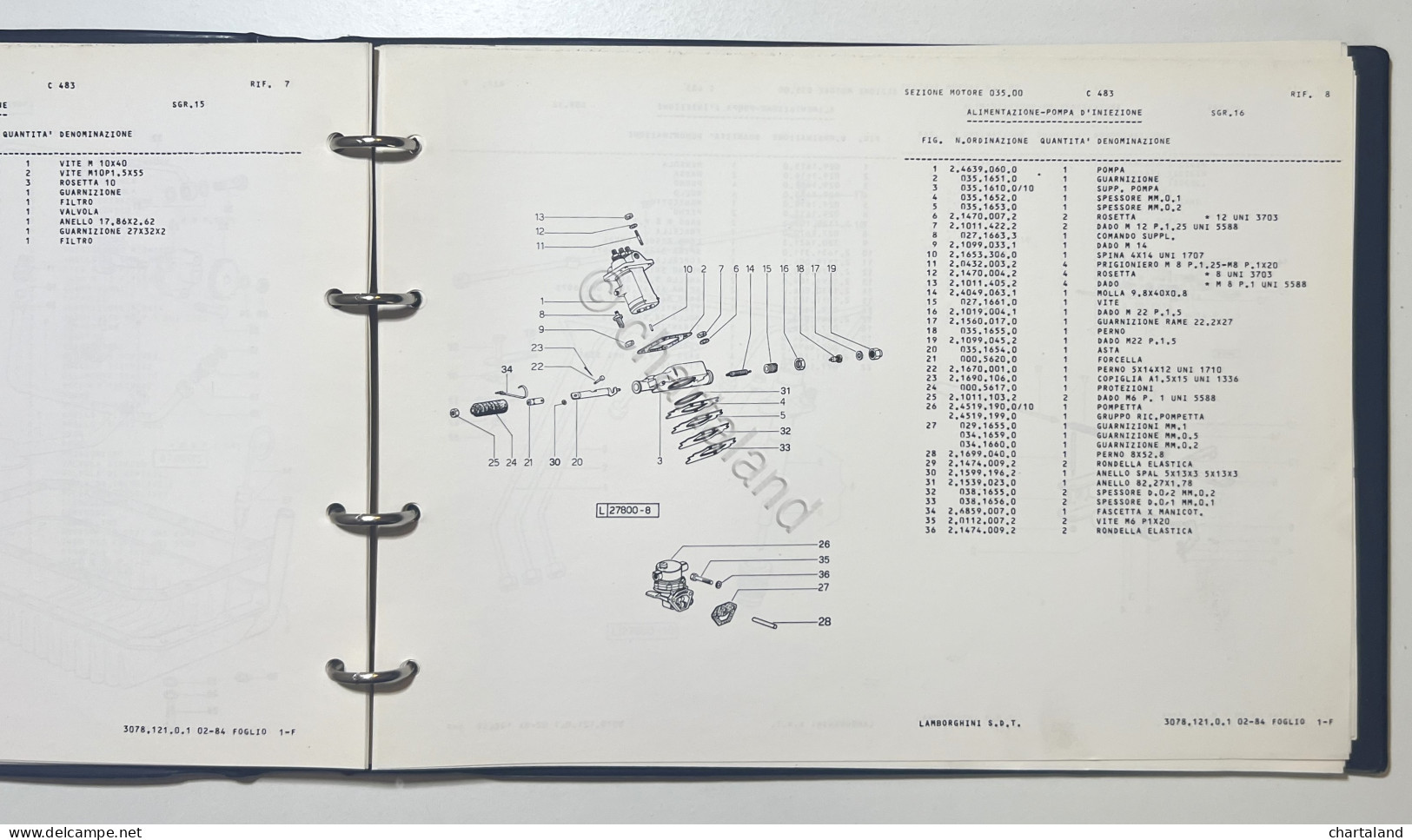 Catalogo Parti Di Ricambi Originali Lamborghini - C 483 - Ed. 1984 - Other & Unclassified