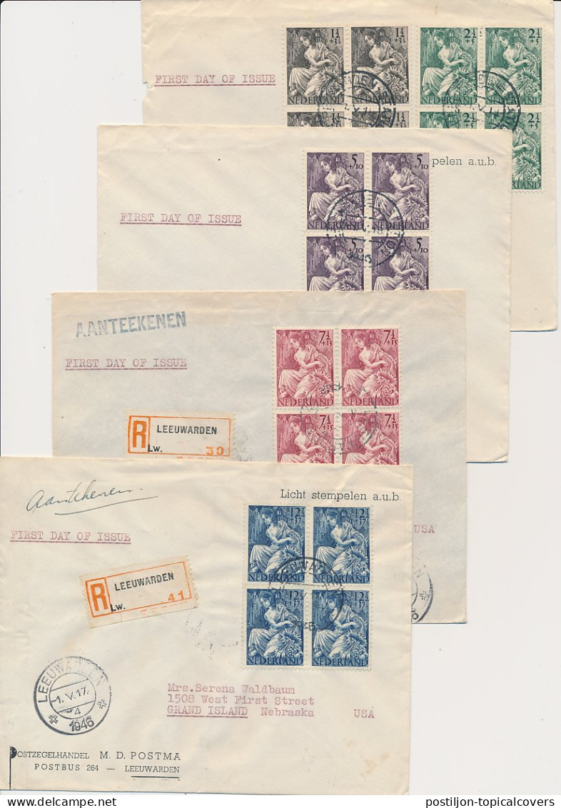 Leeuwarden FDC / 1e Dag Em. Nationale Hulp 1946  - Zonder Classificatie