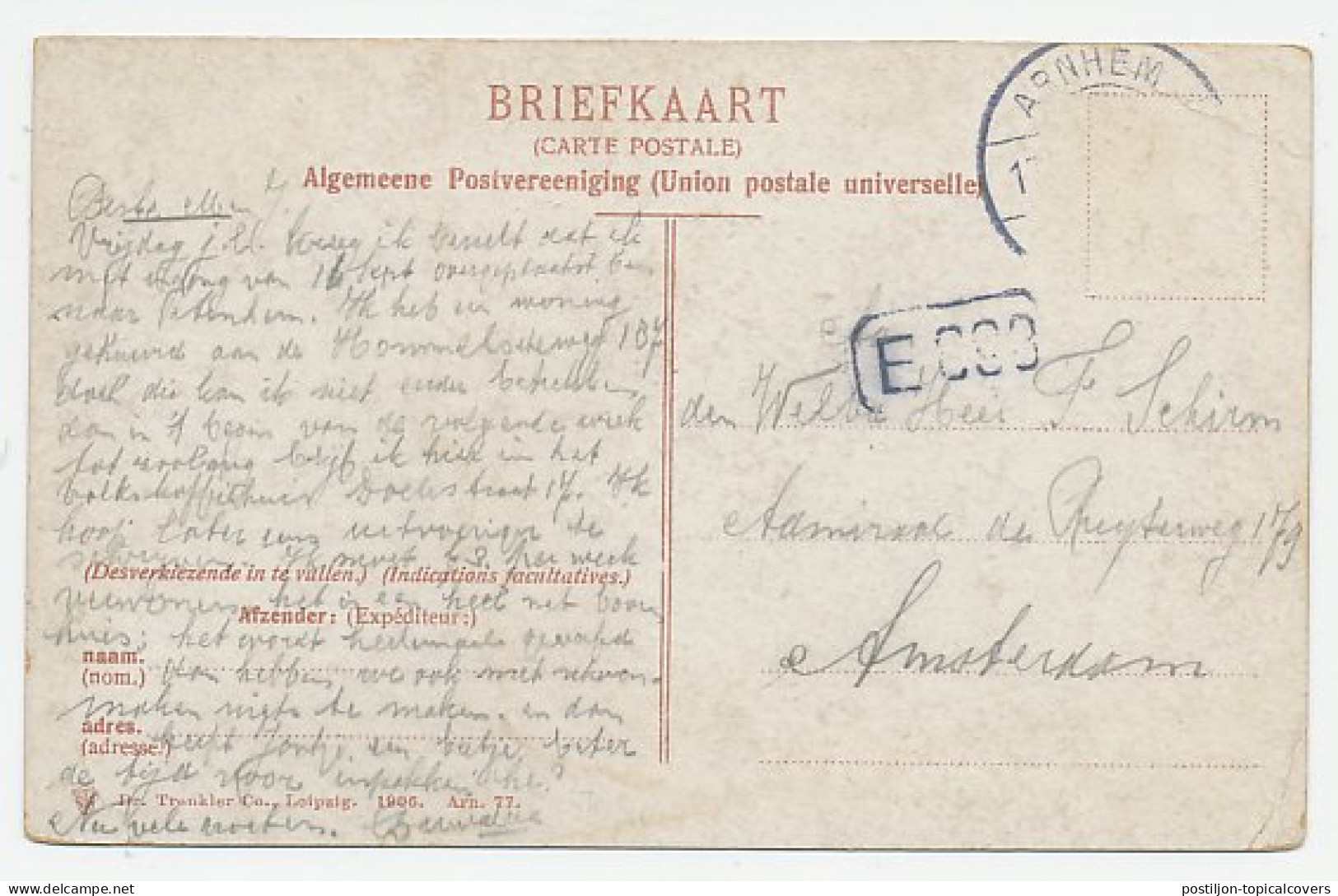 Prentbriefkaart Postkantoor Arnhem - Andere & Zonder Classificatie