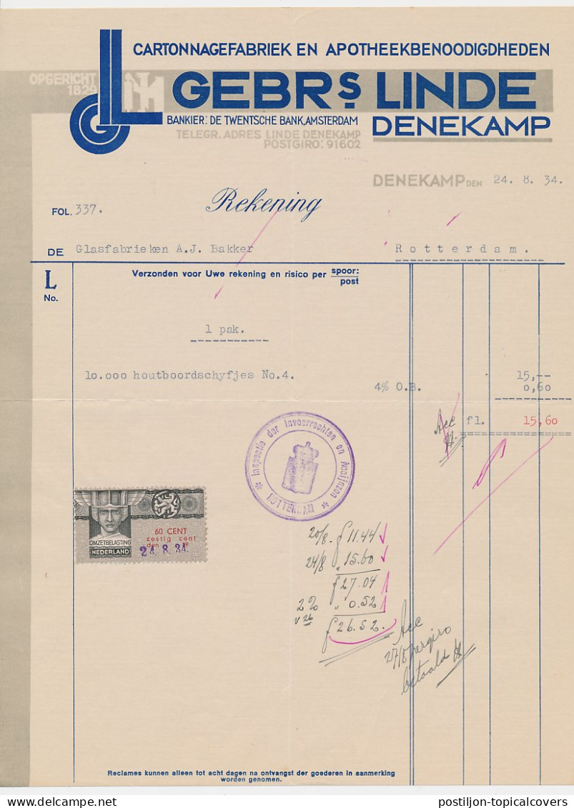 Omzetbelasting 60 CENT - Denekamp 1934 - Fiscale Zegels