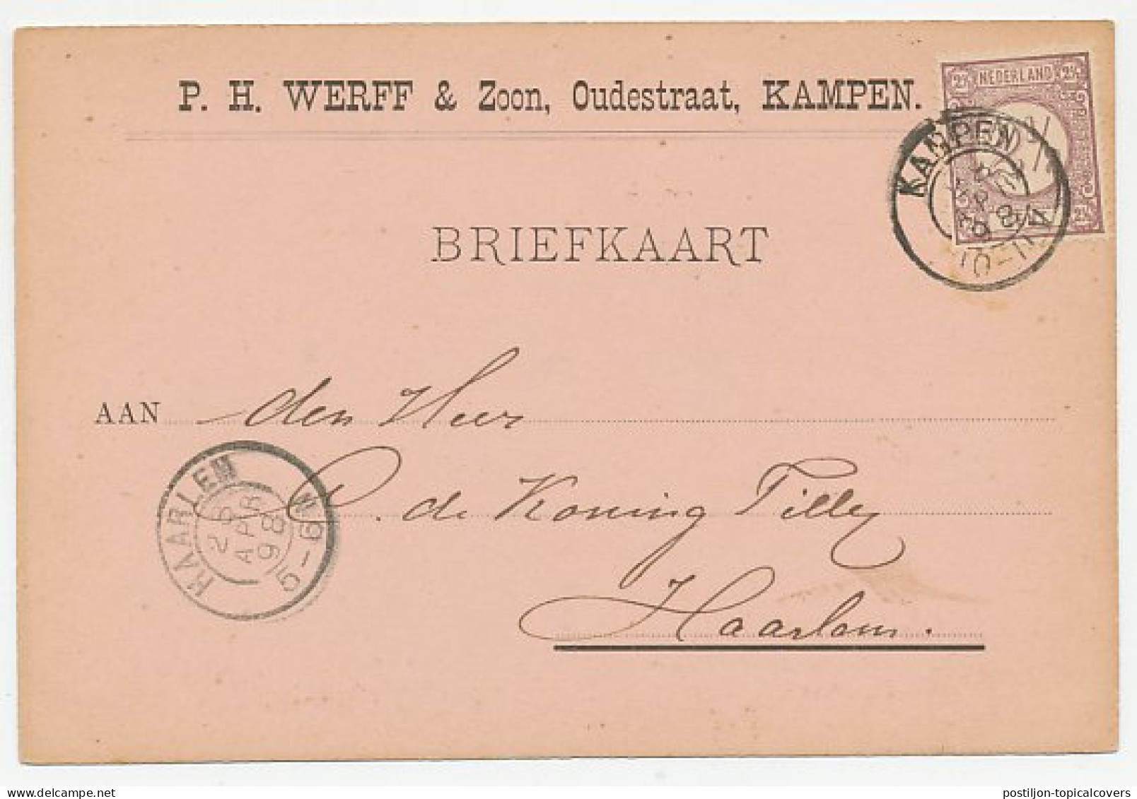Firma Briefkaart Kampen 1898 - Werff & Zoon - Non Classés