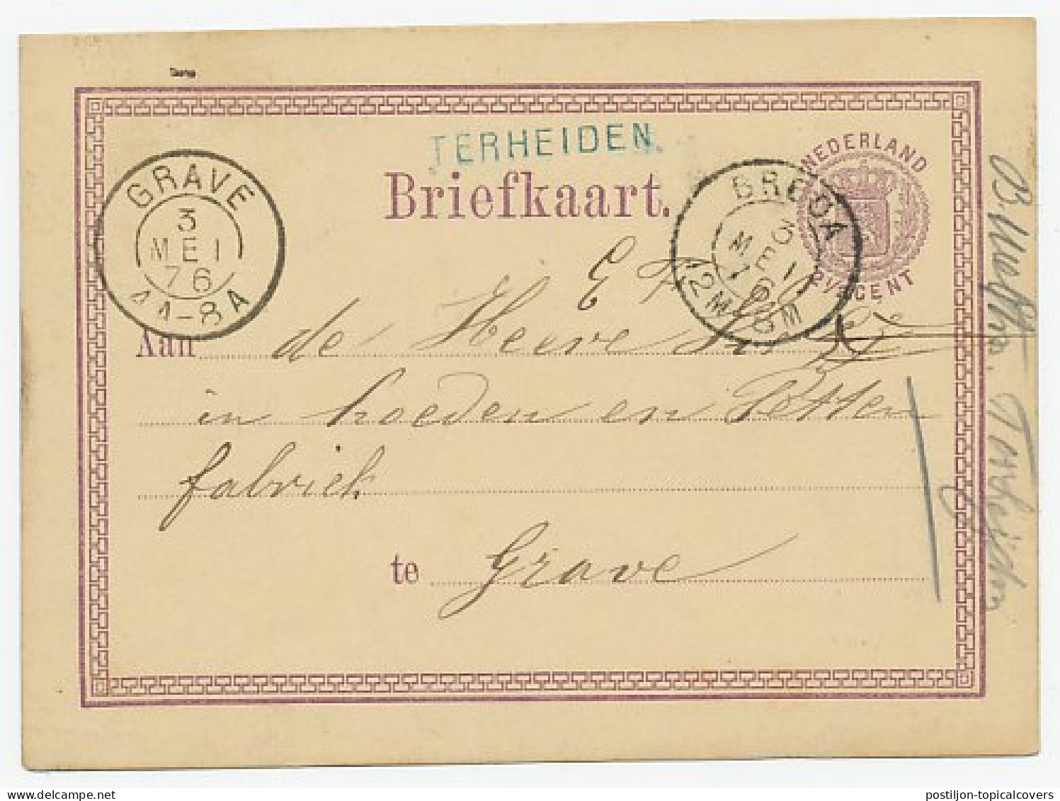 Naamstempel Terheiden 1876 - Covers & Documents