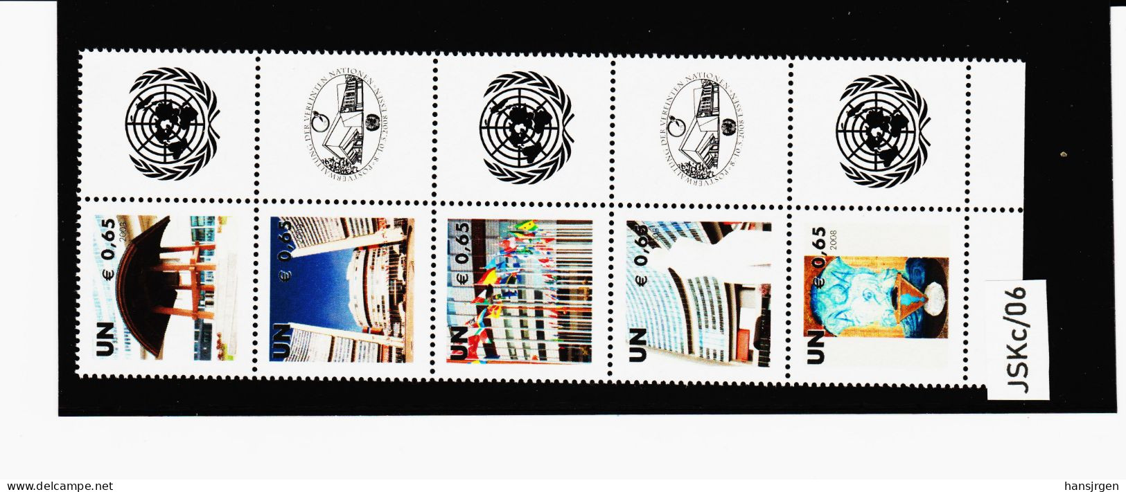 JSKc/06 UNO WIEN 2008 GRUSSMARKEN MICHL 538/42 FÜNFERSTREIFEN ** Postfrisch Siehe ABBILBUNG - Unused Stamps