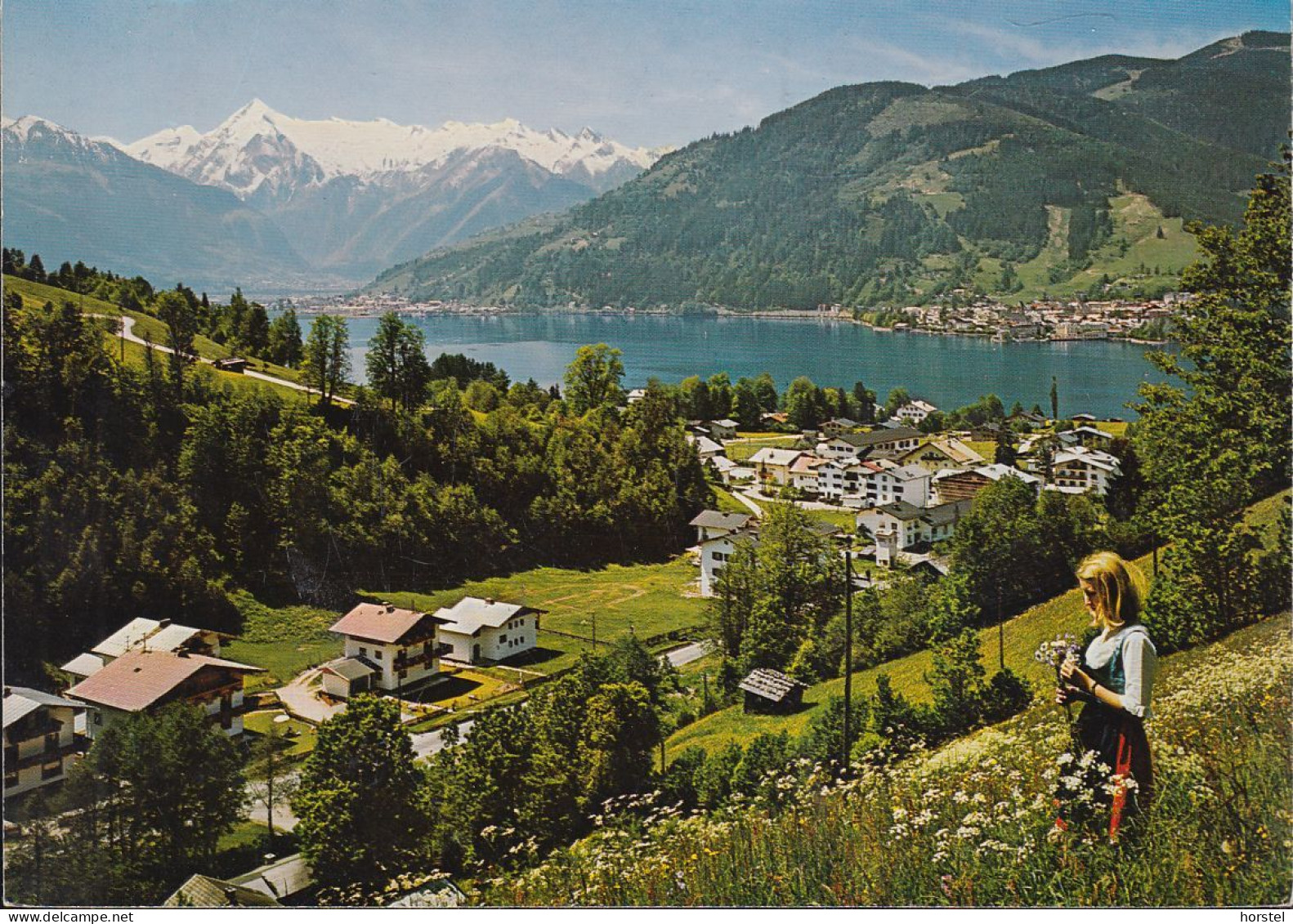 Austria - 5700 Zell Am See - Thumersbach (Detail) Mit Kitzsteinhorn - Mädchen Mit Tracht - Zell Am See