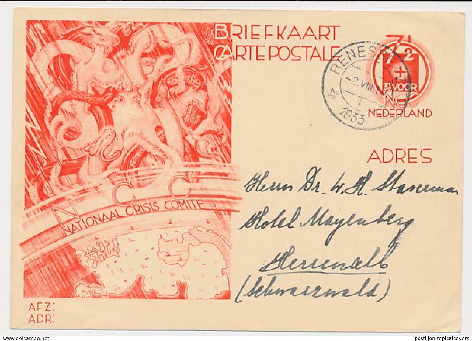 Briefkaart G. 235 Renesse - Herenalb Duitsland  - Entiers Postaux