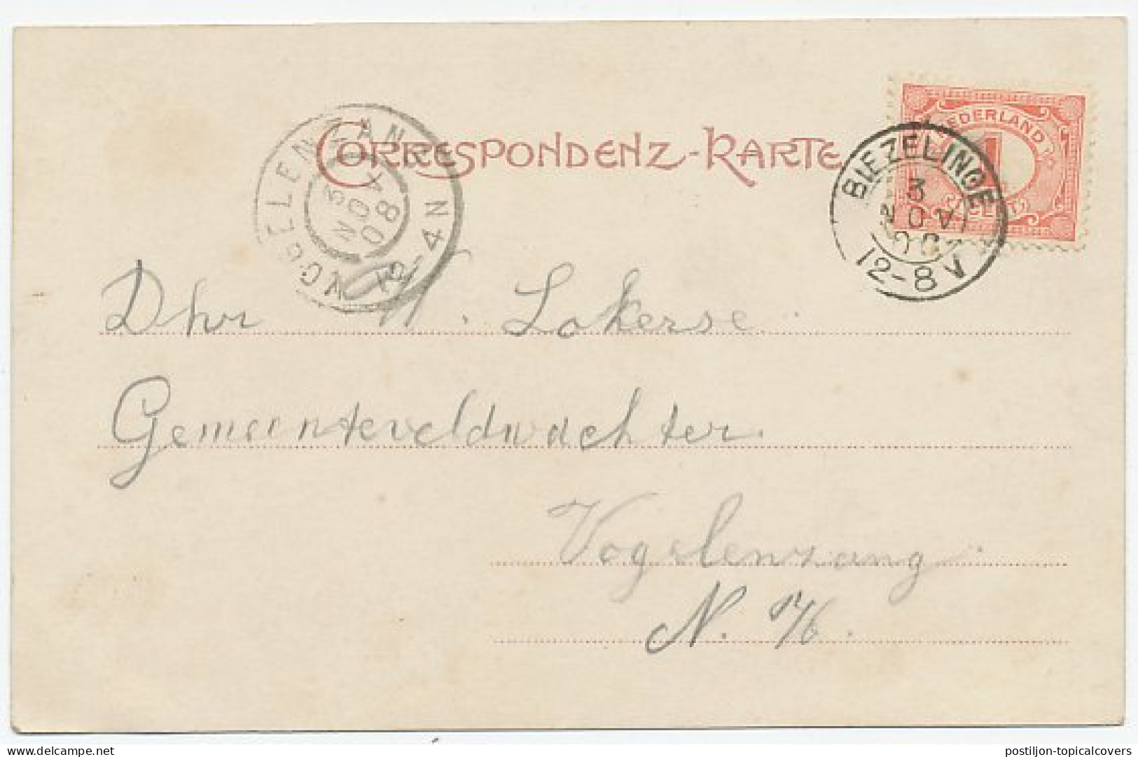 Kleinrondstempel Biezelinge 1908 - Non Classés