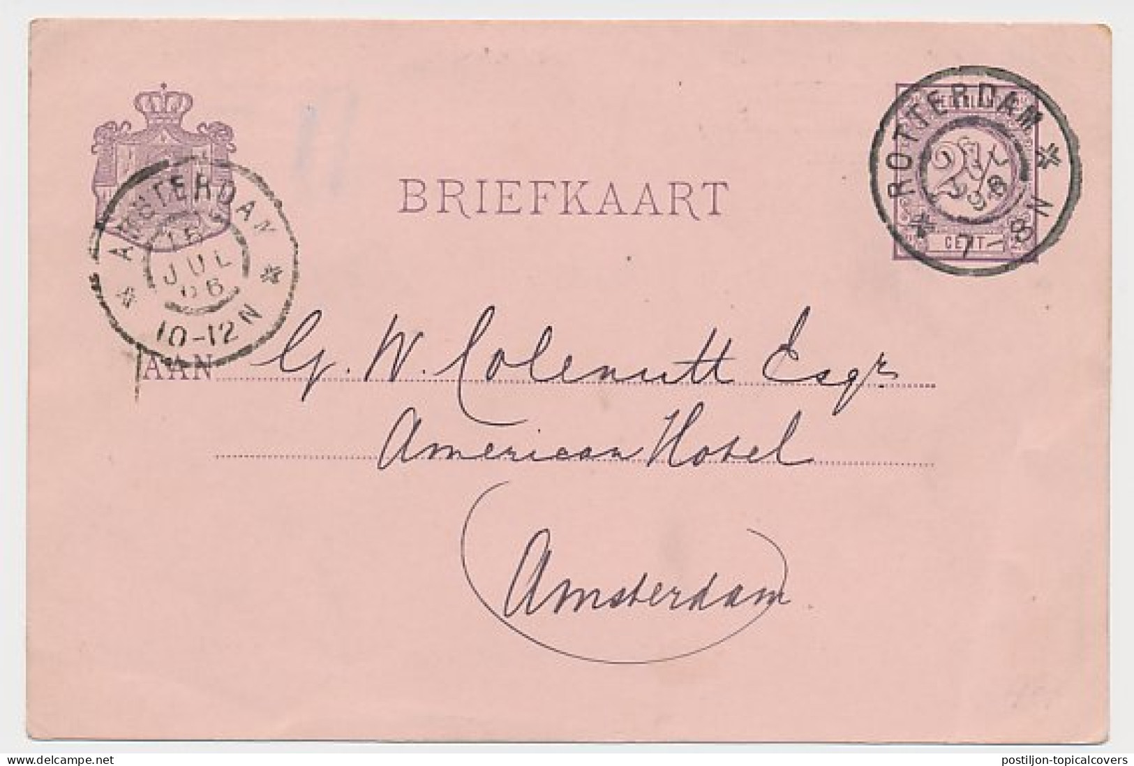 Briefkaart G. 32 Particulier Bedrukt Rotterdam 1896 - Ganzsachen