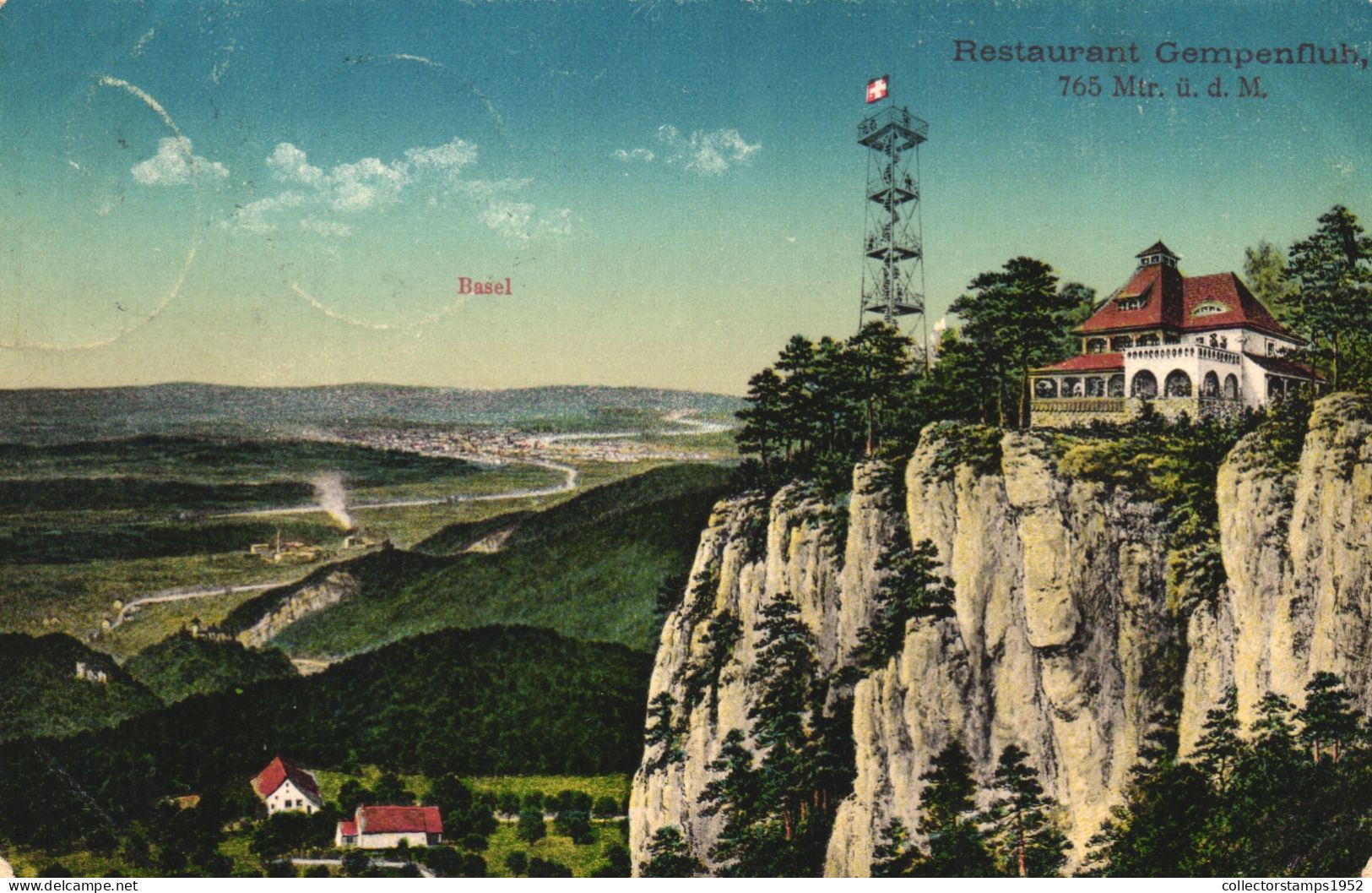 BASEL, RESTAURANT, FLAG, TOWER, ARCHITECTURE, SWITZERLAND, POSTCARD - Sonstige & Ohne Zuordnung