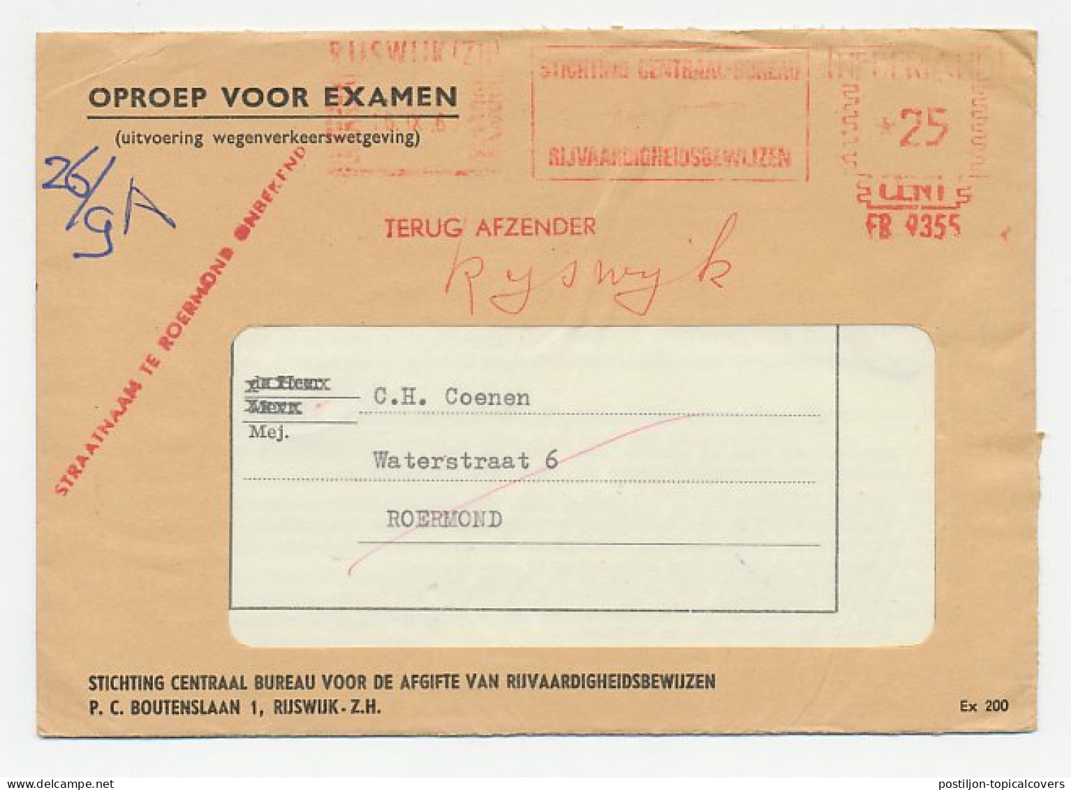 Rijswijk - Roermond 1969 - Straatnaam Onbekend - Terug - Non Classés
