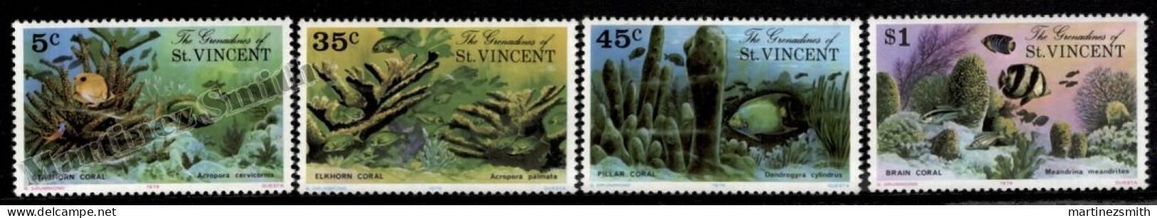 Saint Vincent & Grenadines 1976 Yvert 77-80, Fauna, Reef Corals - MNH - St.Vincent & Grenadines