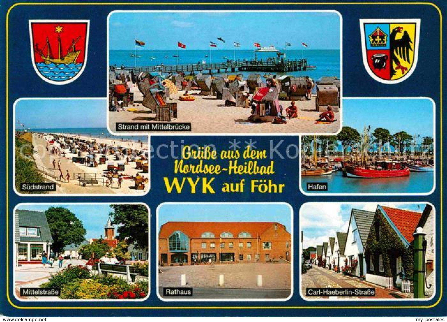 72713031 Wyk Foehr Strand Mittelbruecke Hafen Rathaus Carl-Haeberlin-Strasse Mit - Sonstige & Ohne Zuordnung