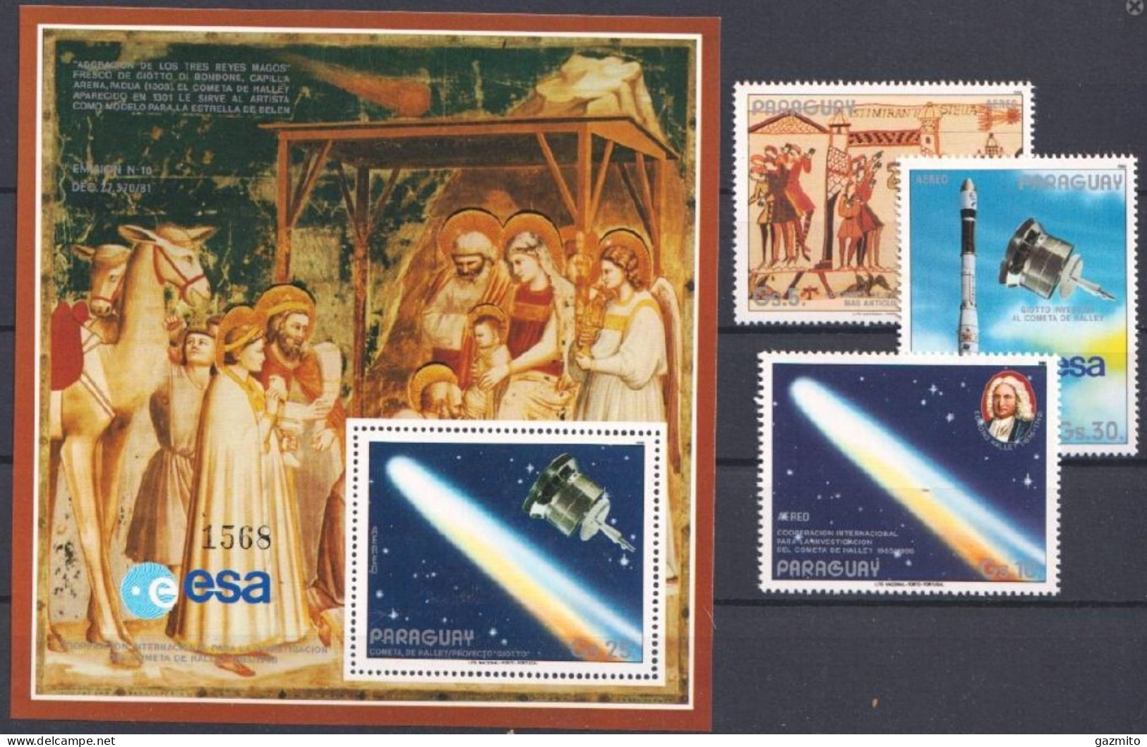 Paraguay 1986, Space, Halley Comet, 3val +BF - Paraguay