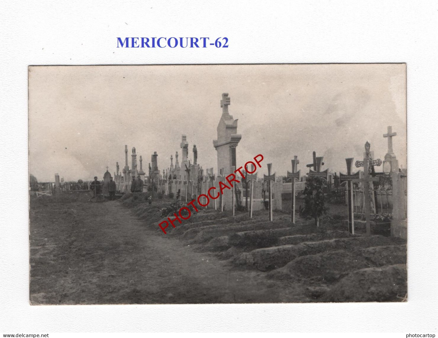 MERICOURT-62-Cimetiere-Tombes-CARTE PHOTO Allemande-GUERRE 14-18-1 WK-MILITARIA- - Cimetières Militaires