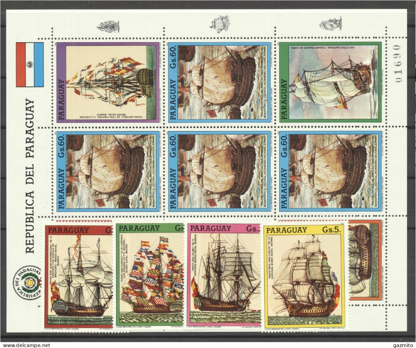 Paraguay 1987, 500th Discovery Of America, Ships, 4val +Sheetlet - Paraguay