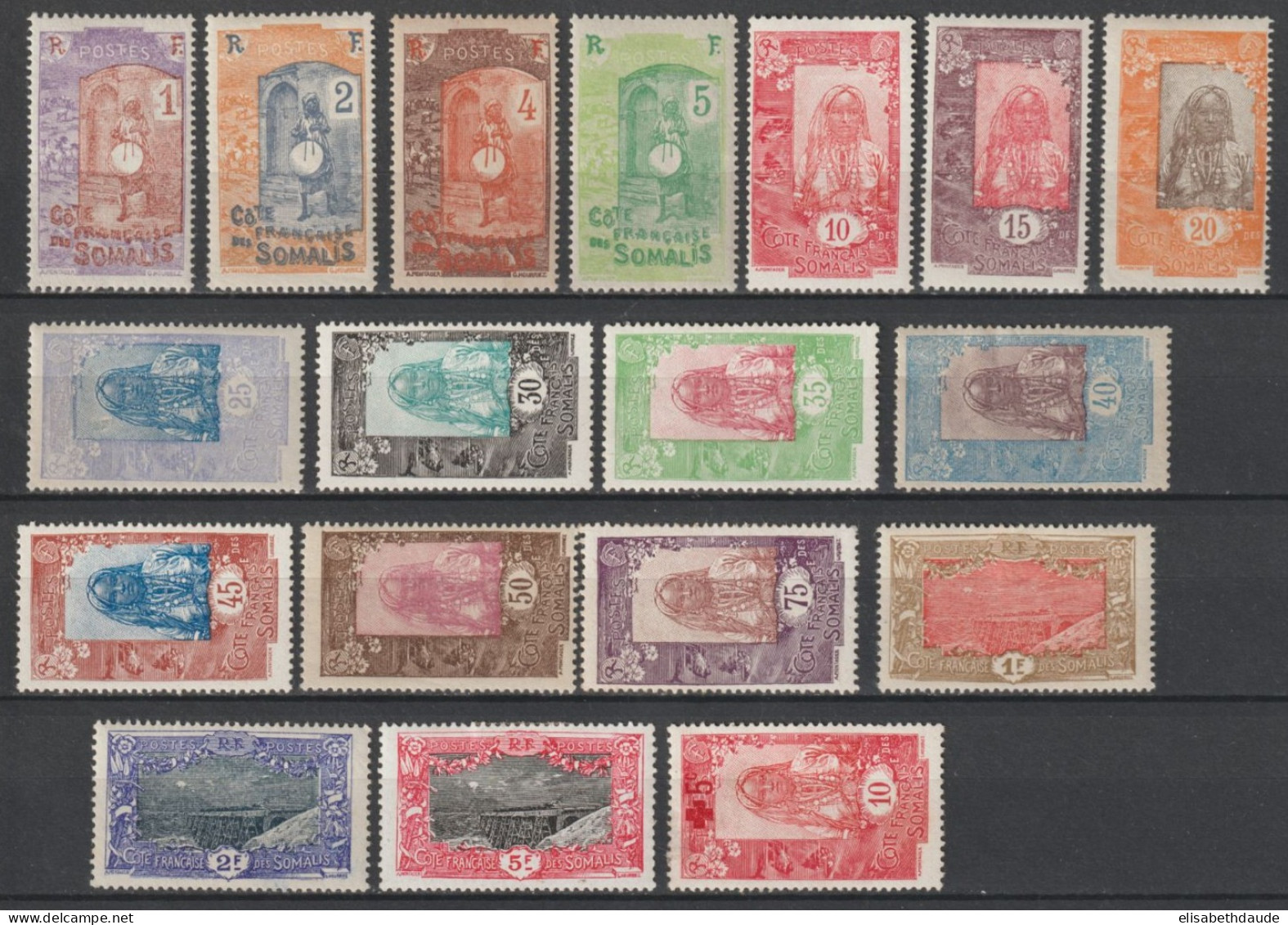 SOMALIS - 1915 - ANNEE COMPLETE YVERT N° 83/100 * MH - COTE = 72 EUR. - Unused Stamps
