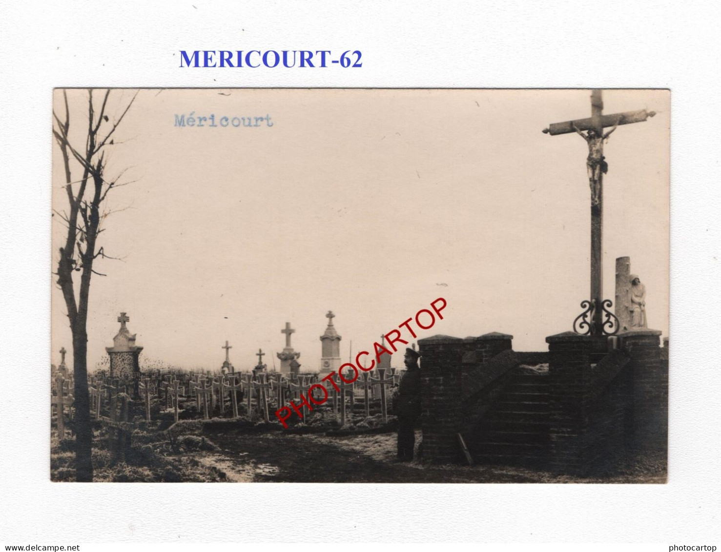 MERICOURT-62-Cimetiere-Tombes-CARTE PHOTO Allemande-GUERRE 14-18-1 WK-MILITARIA- - Cimetières Militaires