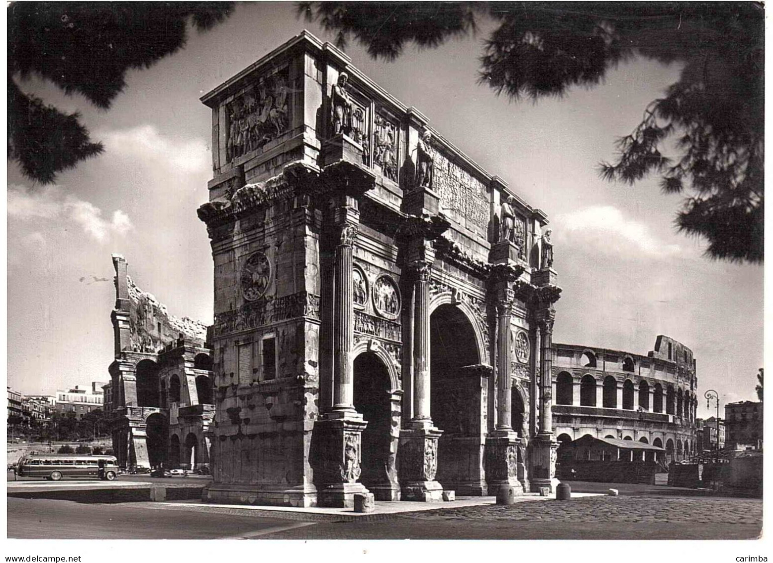 CARTOLINA ROMA ARCO COSTANTINO ANNULLO TARGHETTA AUTOMOBIL CLUB CATANZARO - Otros Monumentos Y Edificios