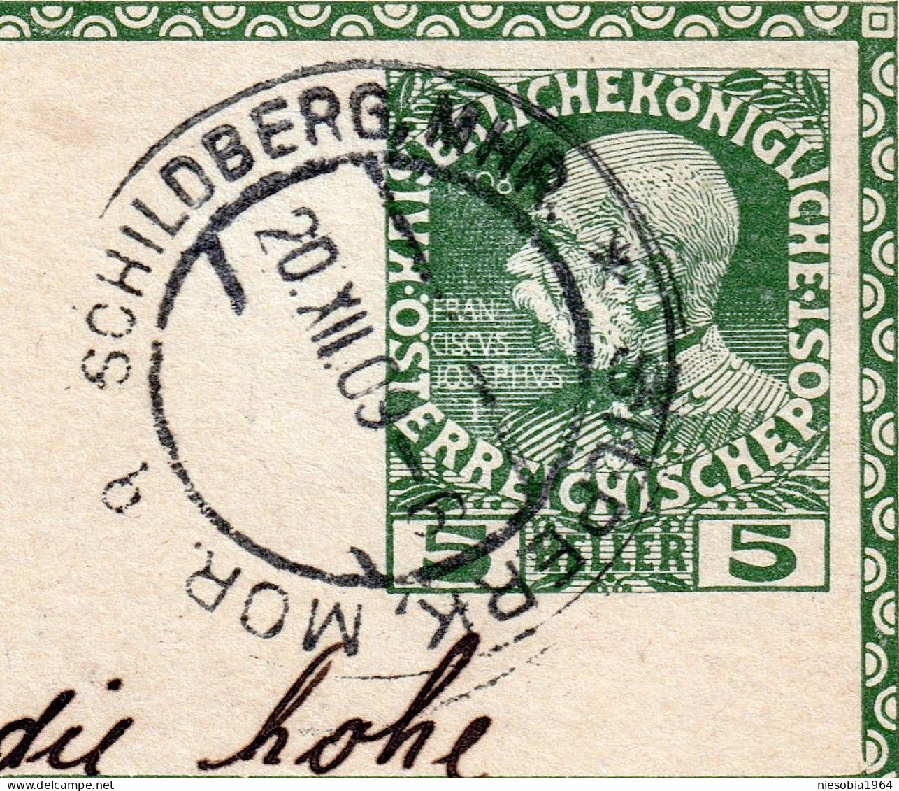 Kaiserliche Königliche österreichische Postkarte Siegel Schildberg, Šilperk Mähren 20.12.1909 - Lettres & Documents