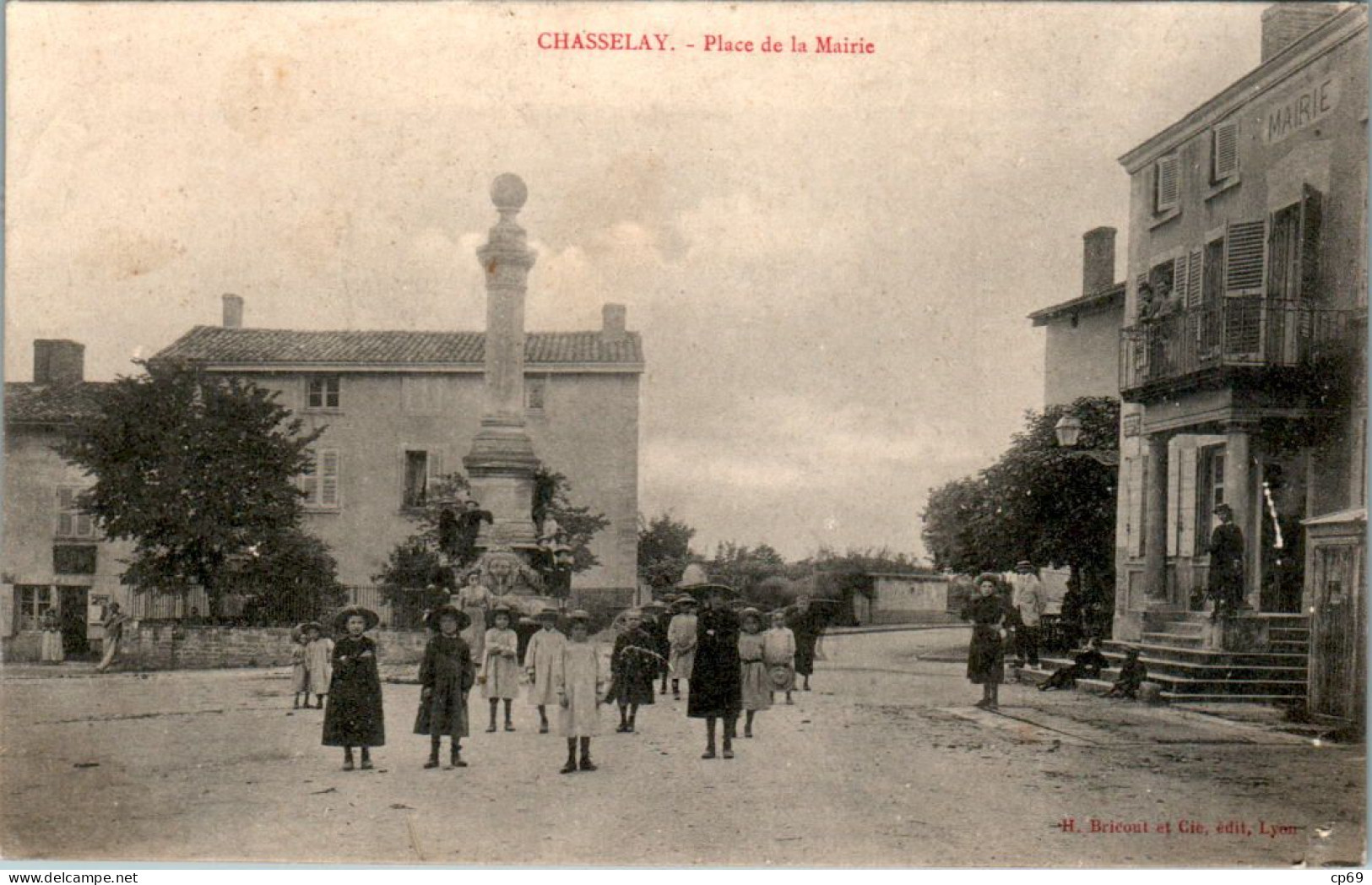 Chasselay Canton De Limonest Place De La Mairie Rhône Cpa Voyagée En 1905 En B.Etat - Other & Unclassified