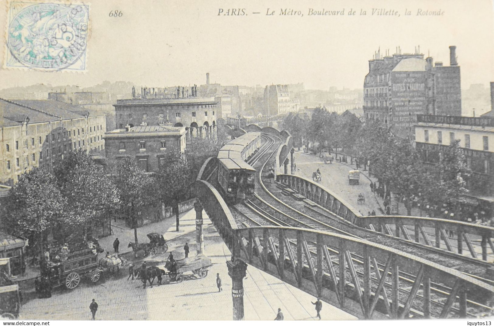 CPA. [75] > PARIS > N° 686 - Le Metro. Boulevard De La Villette , La Rotonde - 1906 - TBE - Métro Parisien, Gares