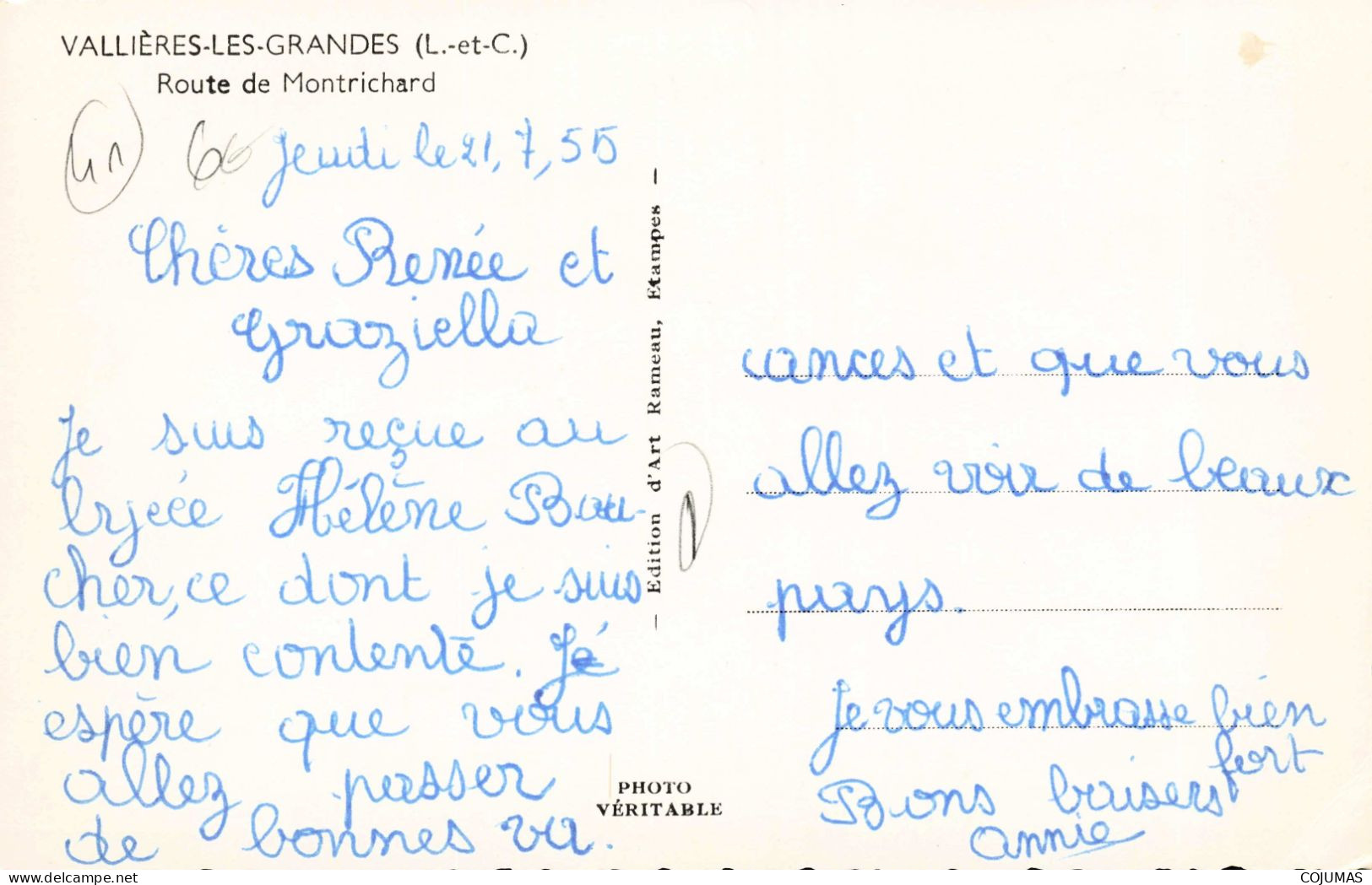 41 - VALLIERES LES GRANDES _S28935_ Route De Montrichard - CPSM 14x9cm - Autres & Non Classés