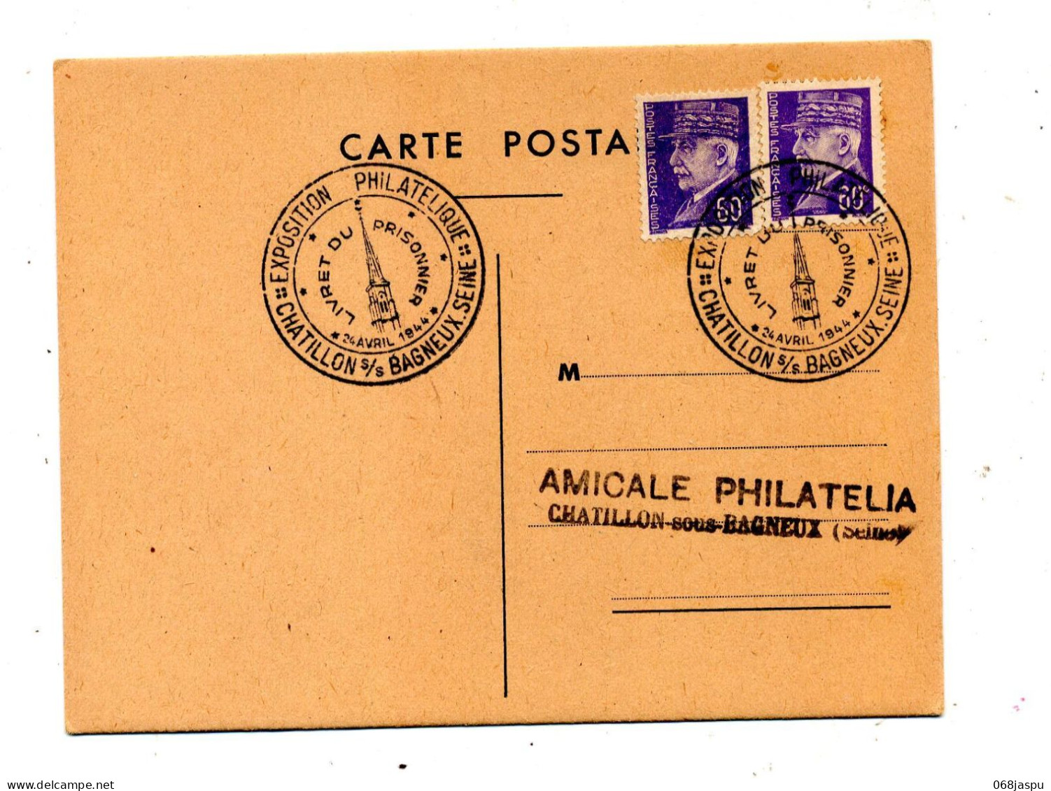 Carte Cachet Chatillon  Expo Livret Du Prisonnier  Sur Petain - Gedenkstempels