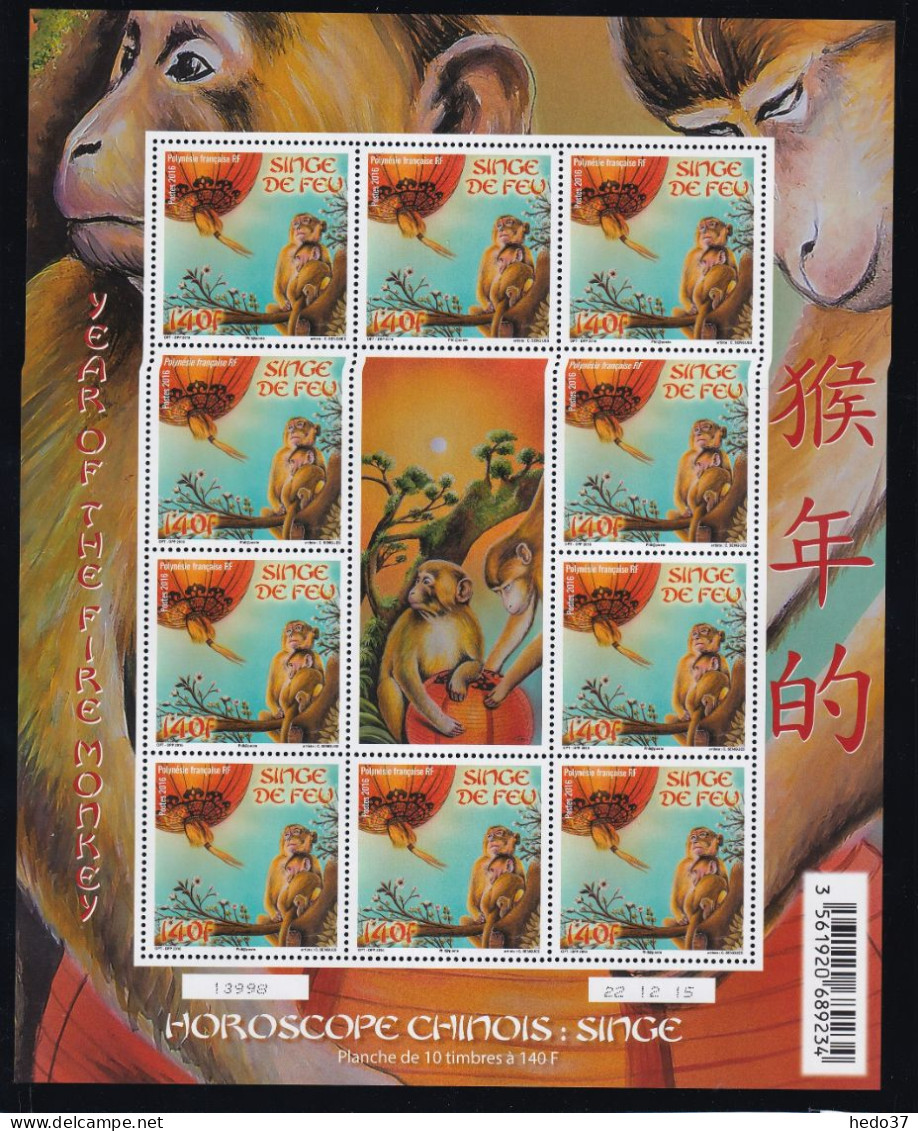 Polynésie N°1113 Singe - Feuille Entière - Neuf ** Sans Charnière - TB - Unused Stamps