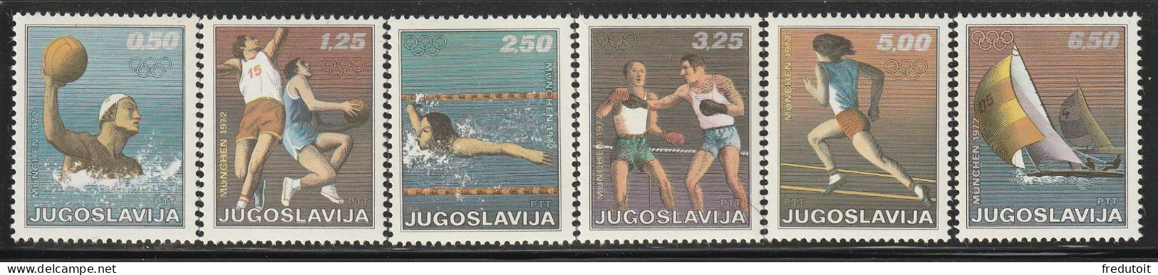 YOUGOSLAVIE- N°1335/40 ** (1972) Jeux Olympiques De Munich - Unused Stamps