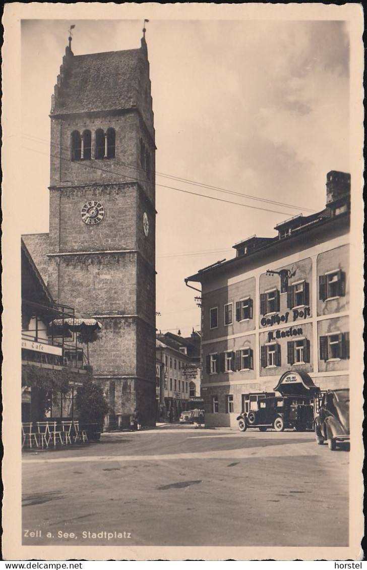 Austria - 5700 Zell Am See - Stadtplatz Mit KIrche Um 1942 - Cars - Oldtimer - Puch ? - Zell Am See