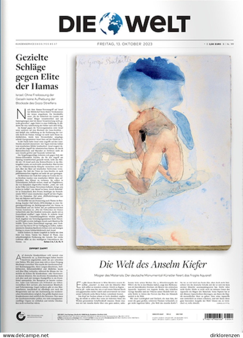 Die Welt Newspaper Germany 2023-10-13 Anselm Kiefer Edition - Ohne Zuordnung