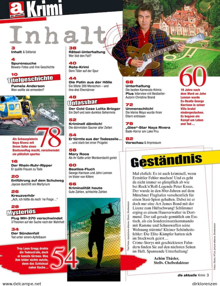 Die Aktuelle Krimi Magazine Germany 2024 #31 Pamela Anderson George Harrison - Ohne Zuordnung