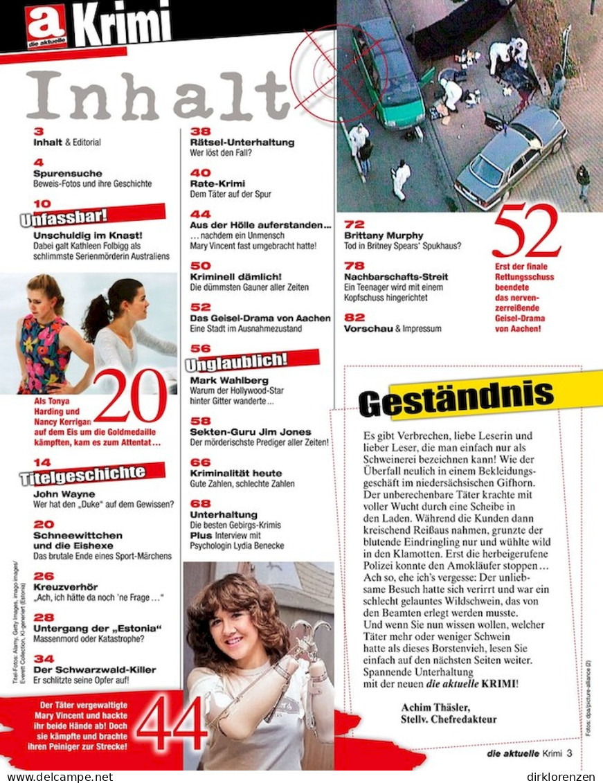 Die Aktuelle Krimi Magazine Germany 2024 #32 John Wayne Estonia Jim Jones Tonya Harding - Ohne Zuordnung