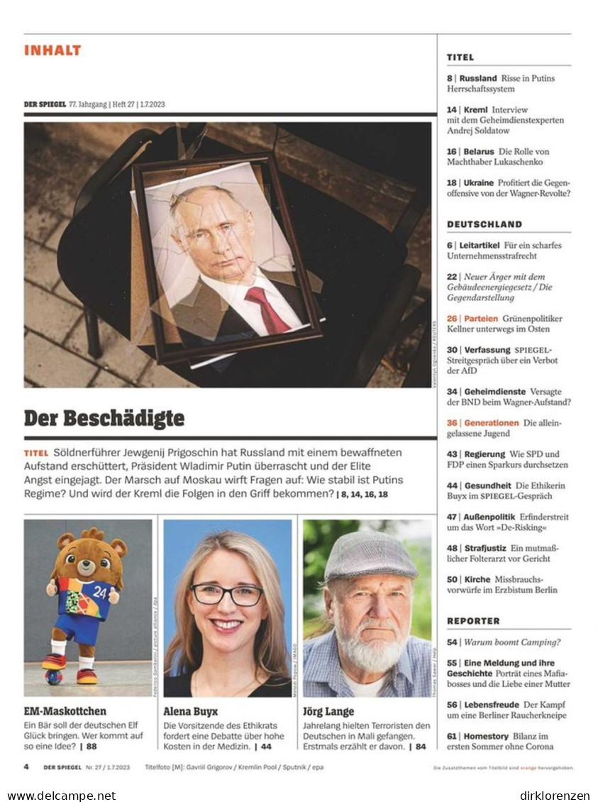 Der Spiegel Magazine Germany 2023-27 Putin Steve Lukather Pietro Marcello - Ohne Zuordnung