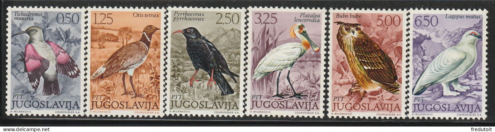 YOUGOSLAVIE- N°1345/50 ** (1972) Oiseaux - Ongebruikt